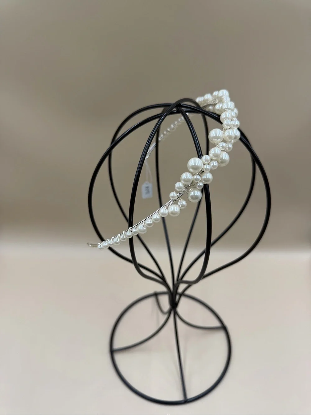 Bridal Pearl Headband Wedding Hair Accessory Ivory Faux Pearl Silver Tone NEW